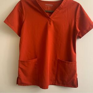 Mandala Women's Red V-Neck scrubs Top XS